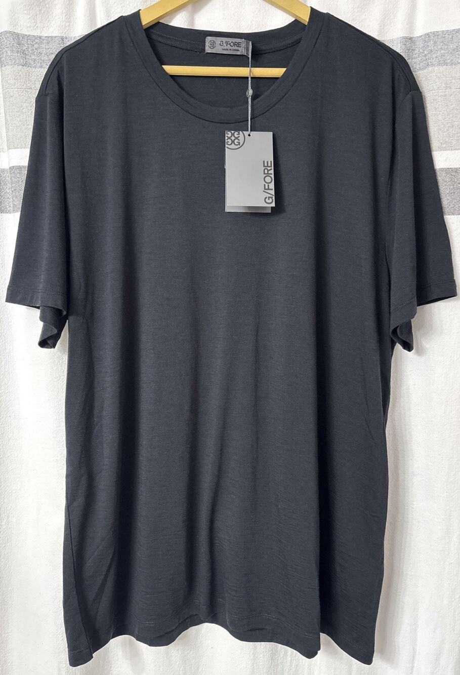 NWT G/FORE Men’s XL Tee Shirt Black Short Sleeve Merino Wool Blend G4 Golf $95